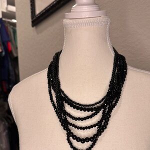 Elegant Black Beaded Necklace